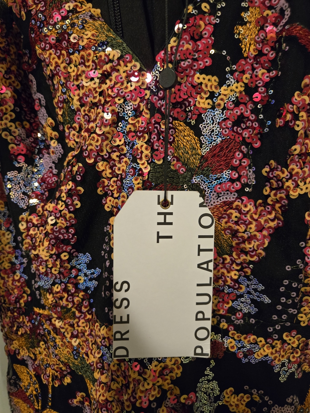 Floral V-Neck Sleeveless Women’s Dress - Black with Pink & Yellow Floral Print - Picture 9 of 9